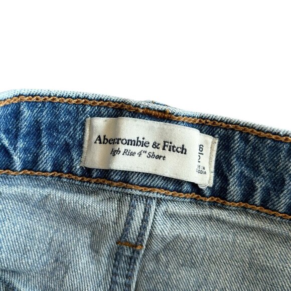 Abercrombie & Fitch Womens Size 2/26 Light Wash Distress Raw Hem High Rise Short - Picture 5 of 6